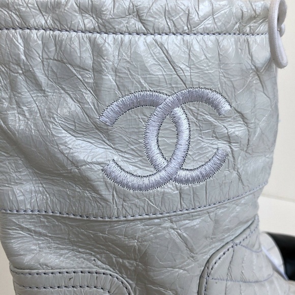 Chanel Crumpled Calfskin Cap Toe Short Boots - Picture 5 of 8